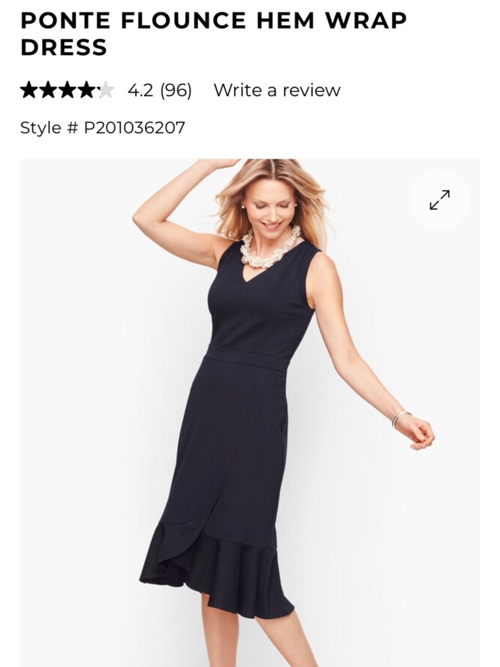 Talbots Black Sleeveless V-Neck Midi Dress with Ruffle Hem - Picture 6 of 8